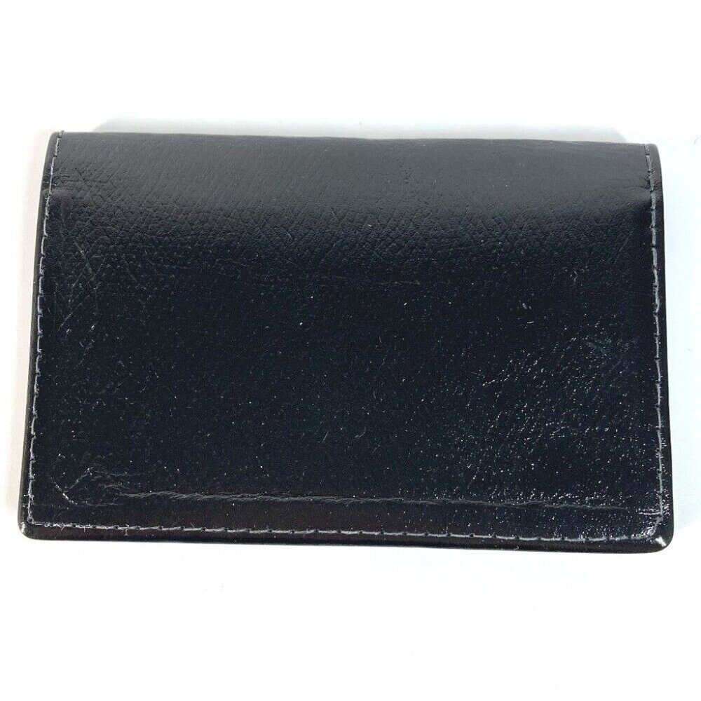 TIFFANY&Co. logo Business Card Holder Pass Case Folded Card Case Leather Black